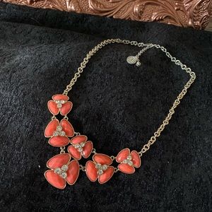 Gold Chain Necklace with Coral Floral Accents